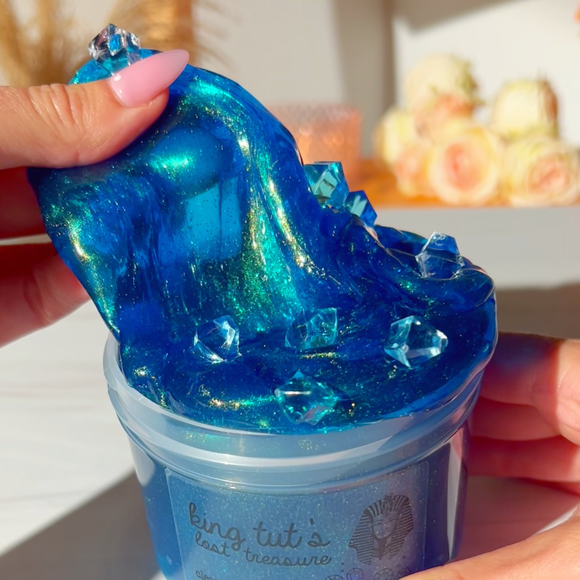 King Tuts Lost Treasure Egypt Blue Lapis Lazuli Clear Pigmented Slime Slime Fantasies Shop 9oz Pull Shine