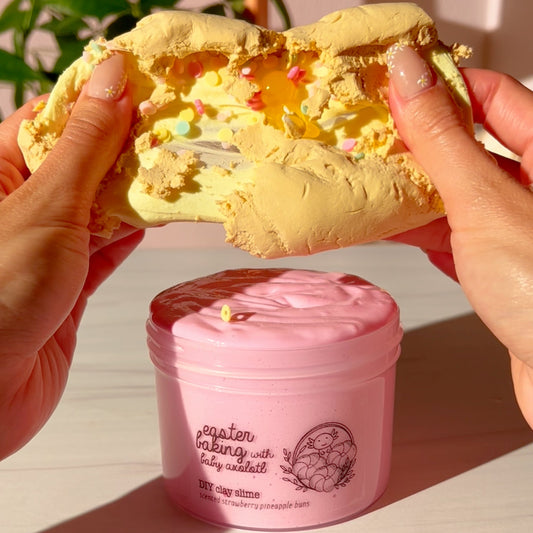 Easter Baking With Baby Axolotl DIY Clay Slime Pink Slime Easter Slime Fantasies Shop 9oz Clay Piece Stretch