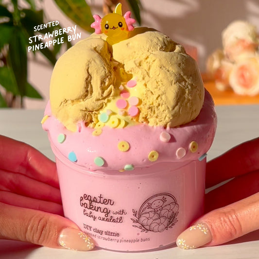 Easter Baking With Baby Axolotl DIY Clay Slime Pink Slime Easter Slime Fantasies Shop 9oz Clay Piece Stretch