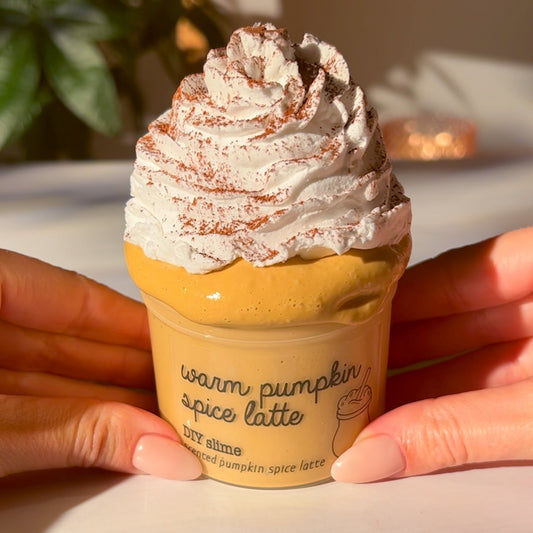 Warm Pumpkin Spice Latte Fall DIY Clay Butter Slime Fantasies Shop 9oz Front View