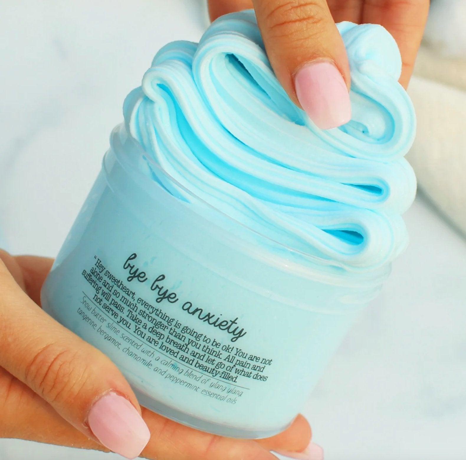 Aromatherapy Bye Bye Anxiety  Pastel Blue Snow Butter Slime