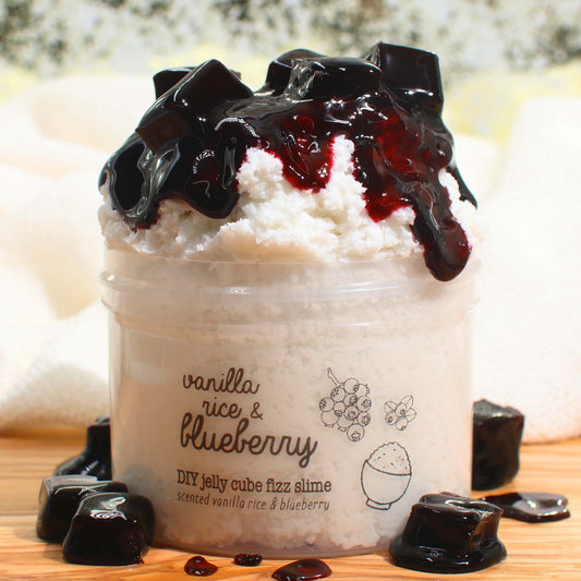 Vanilla Rice And Blueberry Crunchy Jelly Cube Snow Fizz Crunchy Slime Fantasies Shop 9oz  Front View