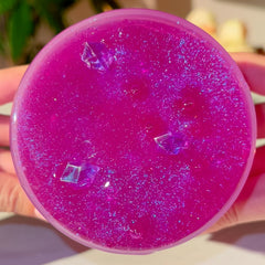 Aura Purple Pink Pigmented Clear Slime with Glitter Fantasies Shop 9oz Top View