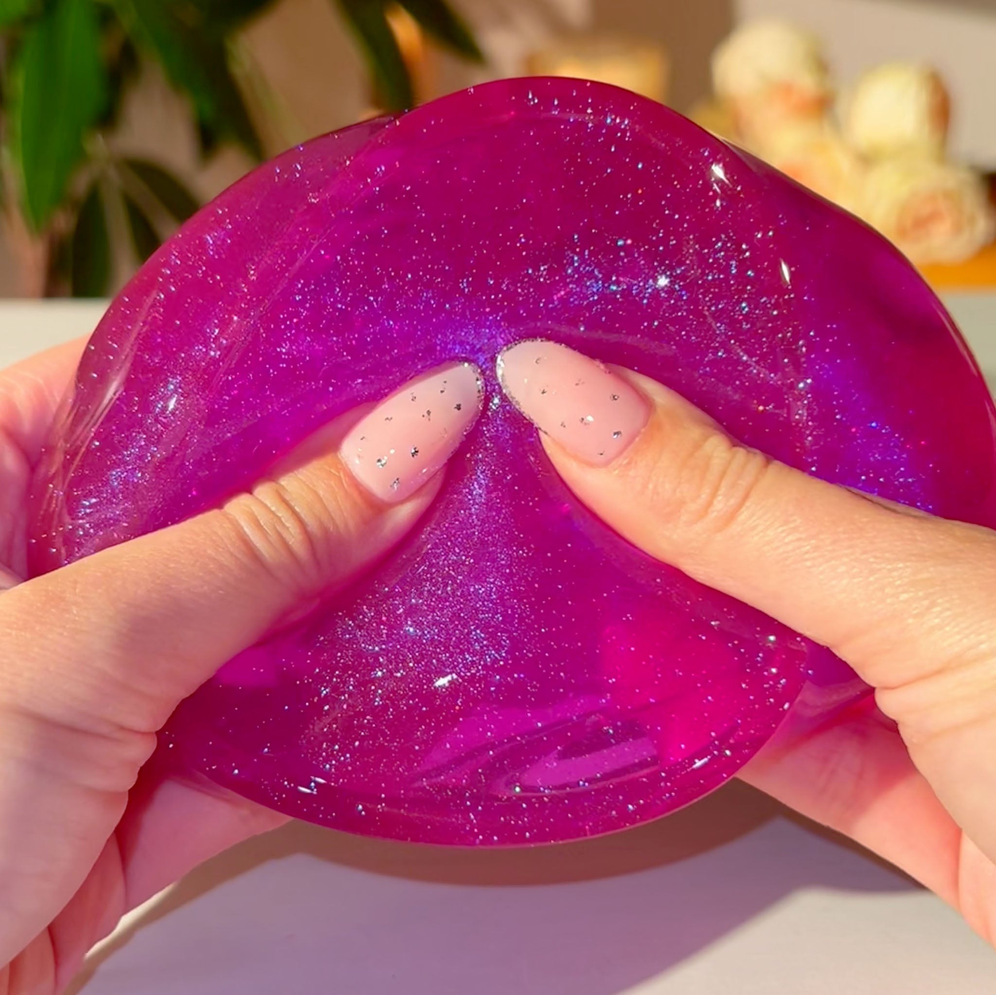 Aura Purple Pink Pigmented Clear Slime with Glitter Fantasies Shop Squeeze