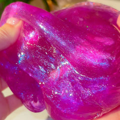 Aura Purple Pink Pigmented Clear Slime with Glitter Fantasies Shop Stretch 2