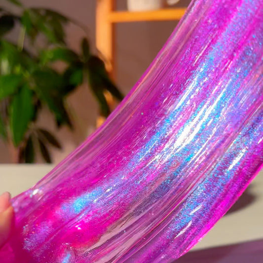 Aura Purple Pink Pigmented Clear Slime with Glitter Fantasies Shop Pull