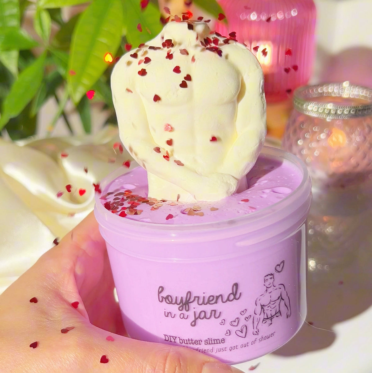 Boyfriend In A Jar Valentines Day Slime Fantasies Shop 9oz Front View Tilted