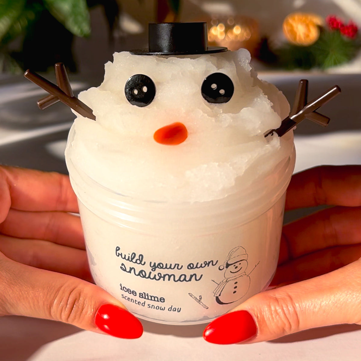 Build Your Own Snowman Christmas Winter White Icee Slime Fantasies Shop 9oz Front View