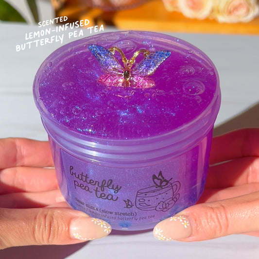 Butterfly Pea Tea Zen Garden Purple Blue Clear Slime Fantasies Shop 9oz Front View With Text