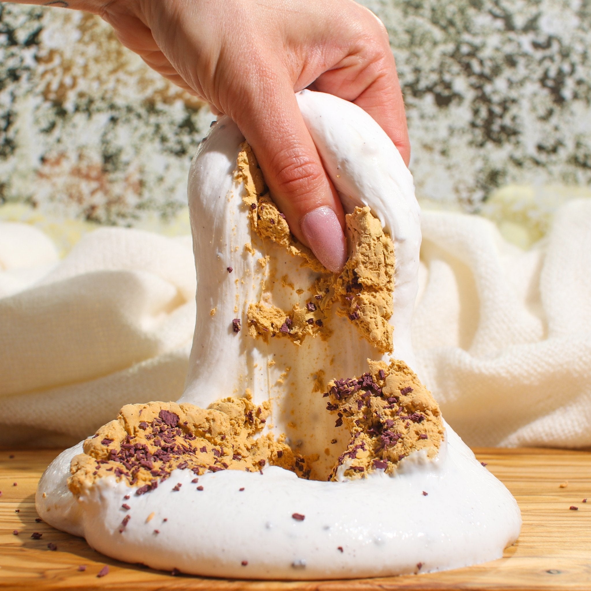 Cookies and Milk Fluffy DIY Clay Buttered White Brown Slime Fantasies Shop Pulled