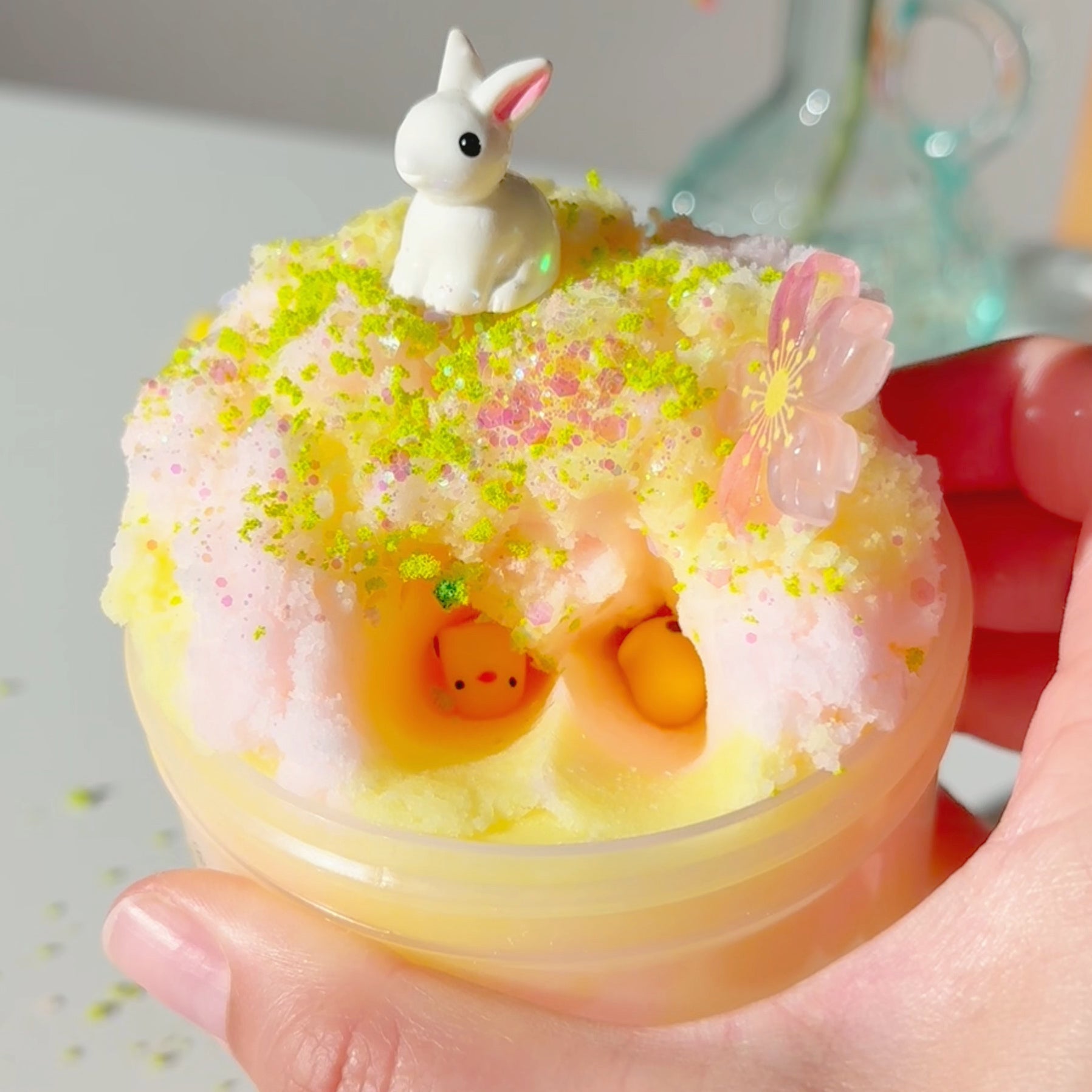 Cottontail Garden Yellow Pink Icee Fluffy Cloud Slime Fantasies Shop 9oz Side View