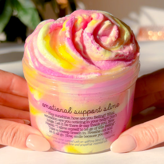 Emotional Support Mental Health Sensory Dough Cloud Creme Pink Yellow Butter Slime Fantasies Shop 9oz Front View
