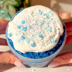 Frosted Toadstool Garden Winter Blue Crunchy Butter Slime Fantasies Shop 9oz Top View