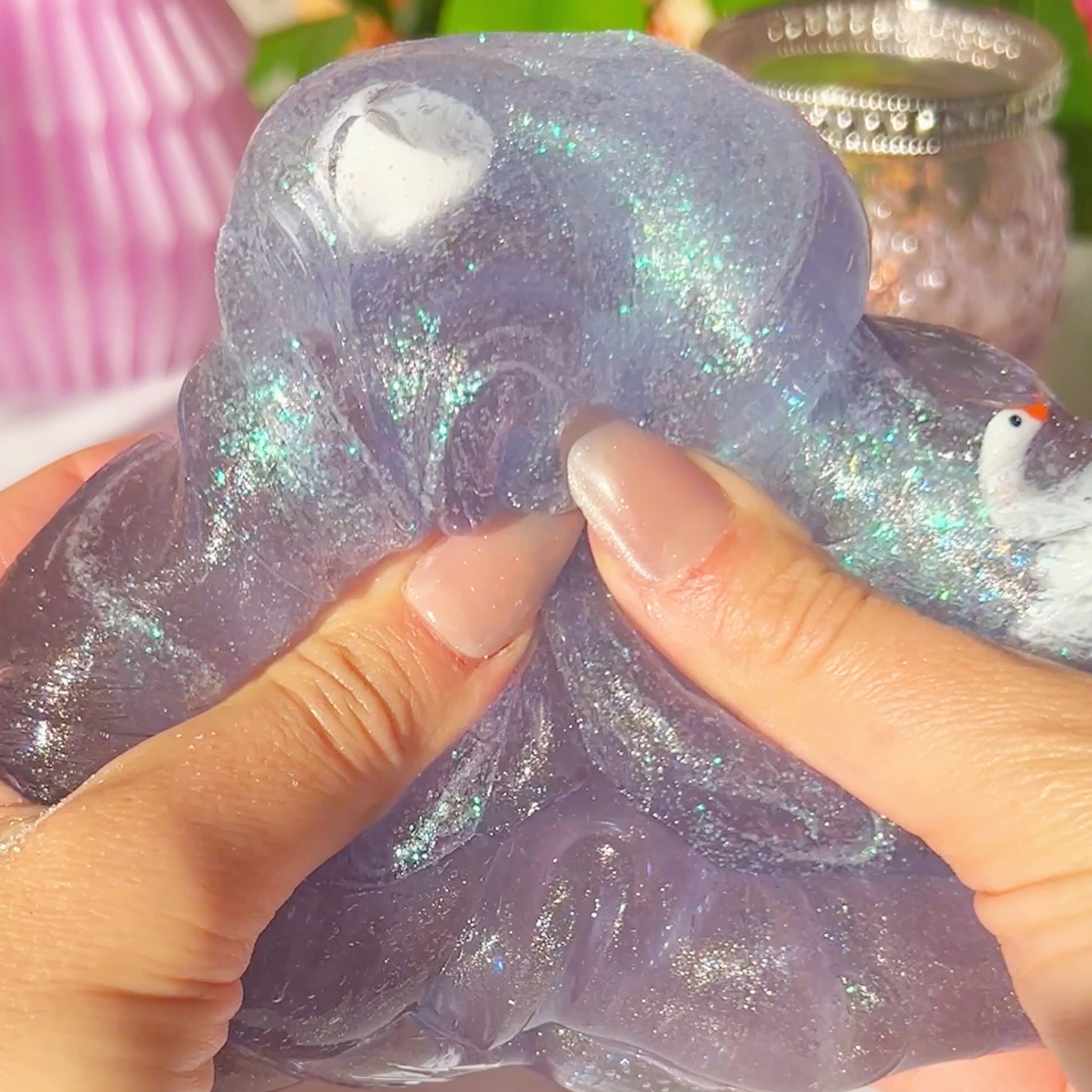 Frozen Swan Lake Icy Purple Blue Shimmer Clear Slime Wisteria Rosewood Lemon Zest Scented Slime Fantasies Shop Squeeze