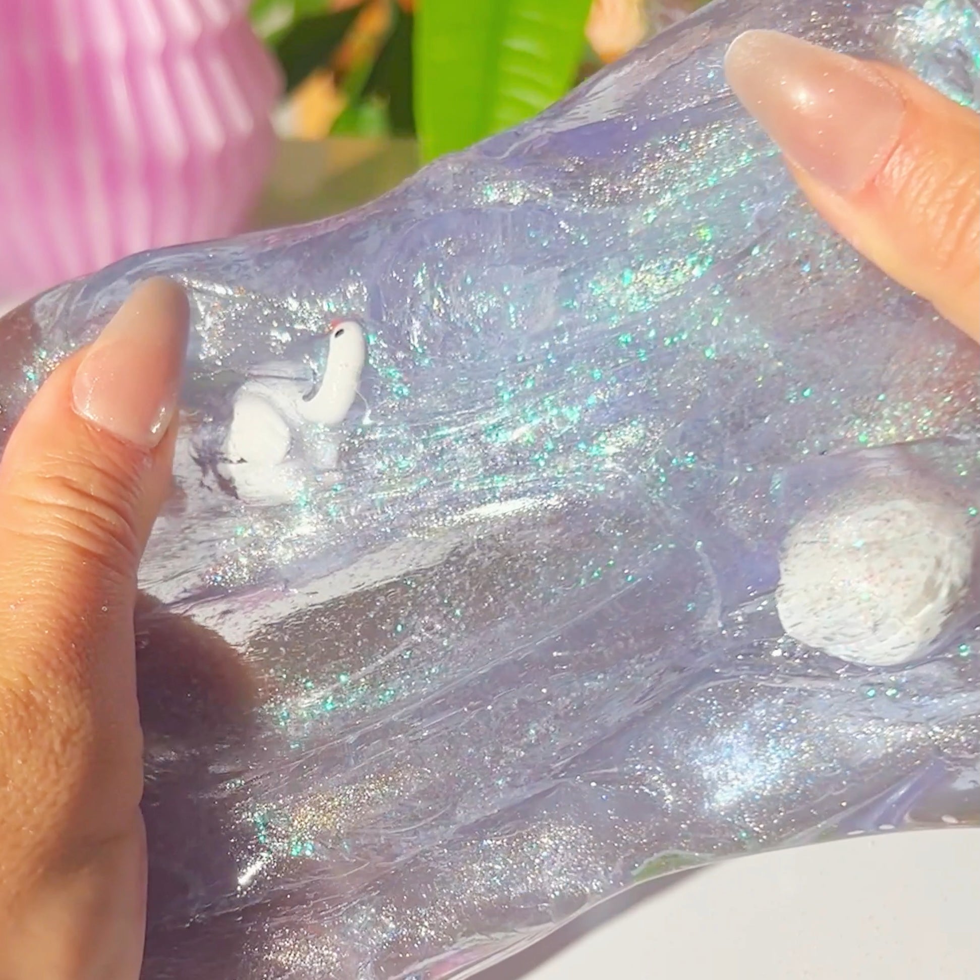 Frozen Swan Lake Icy Purple Blue Shimmer Clear Slime Wisteria Rosewood Lemon Zest Scented Slime Fantasies Shop Stretch