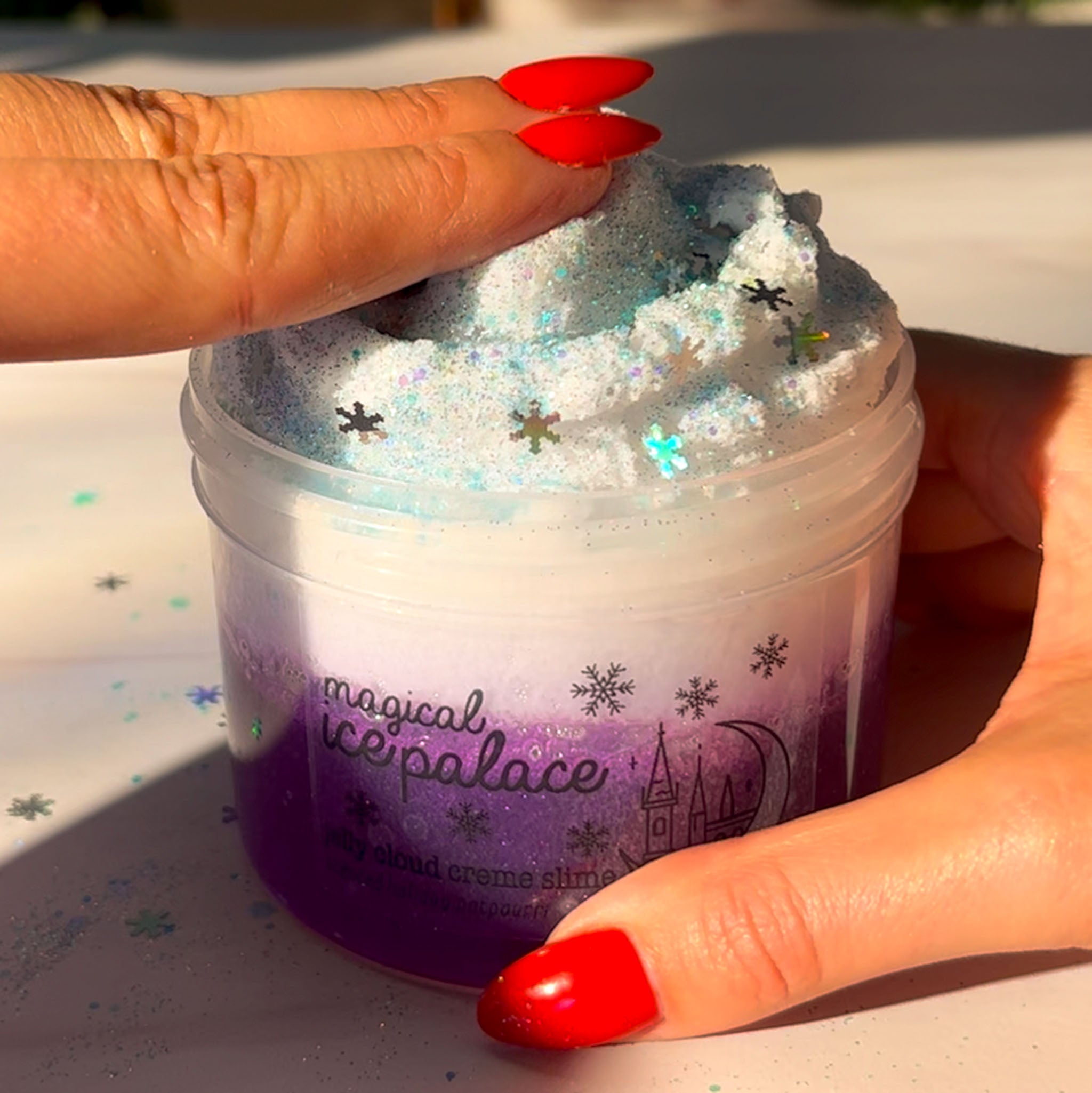 Magical Ice Palace Christmas Winter Glittery Pastel Purple Cloud Creme Slime Fantasies Shop 9oz Push