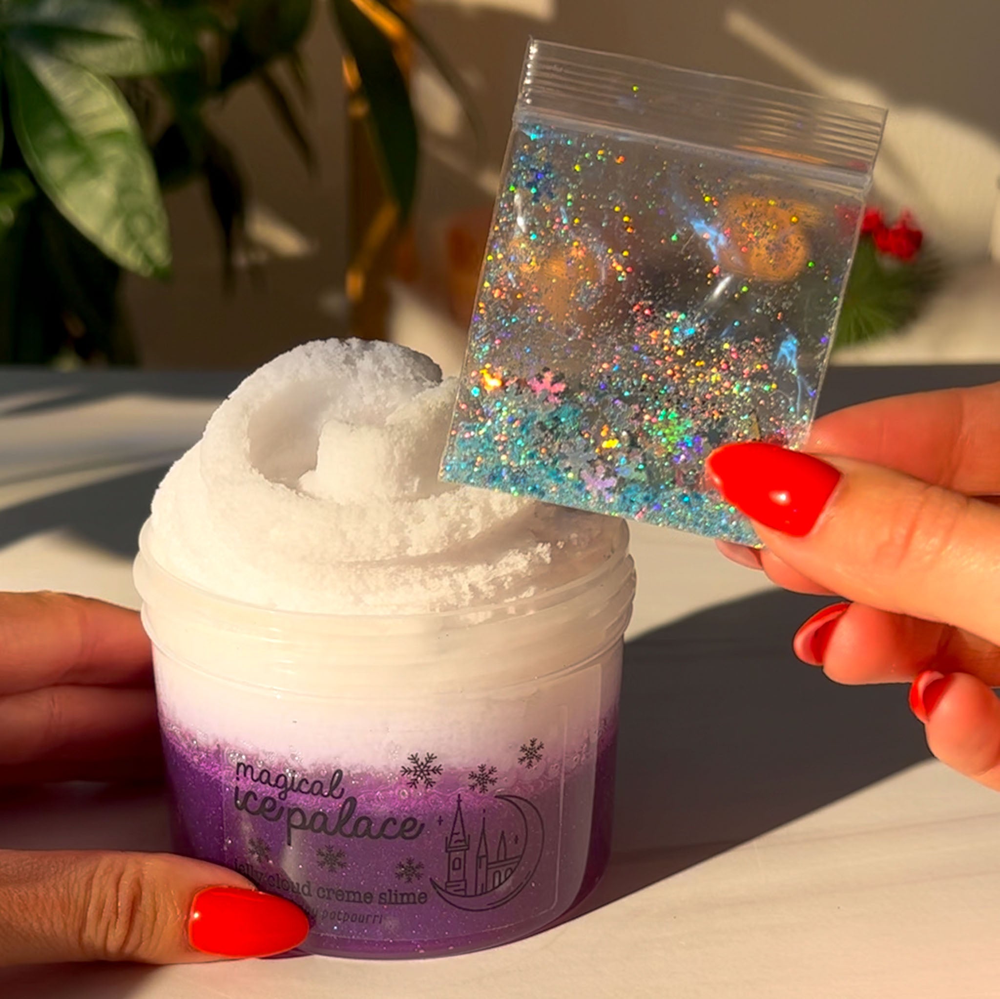 Magical Ice Palace Christmas Winter Glittery Pastel Purple Cloud Creme Slime Fantasies Shop Set