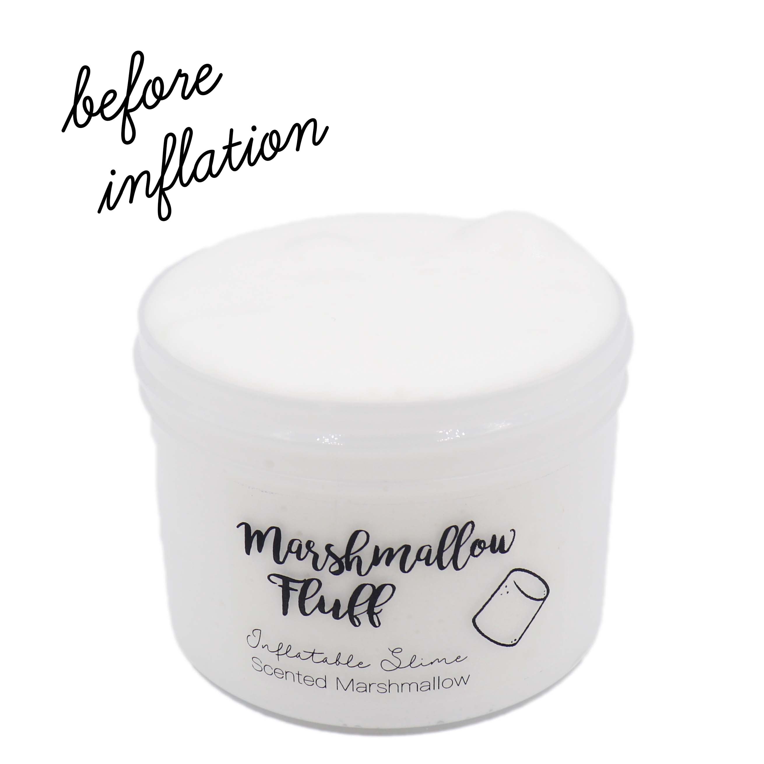 Marshmallow Fluff White Fluffy Inflatable Slime Fantasies 8oz Before Inflation