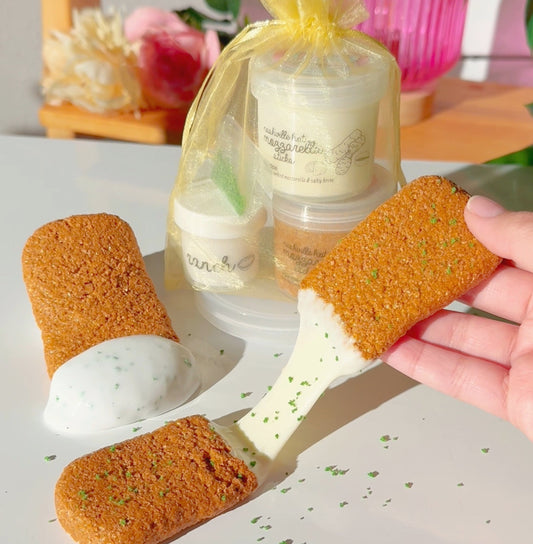 Nashville Hot Mozzarella Sticks Savory DIY Slime Kit Slime Fantasies Shop Front View Cheese Pull With Herbs