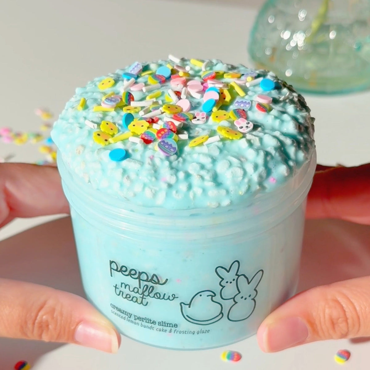 Peeps Mallow Treat Pastel Blue Creamy Perlite Slime Fantasies Shop 9oz Front View Straight