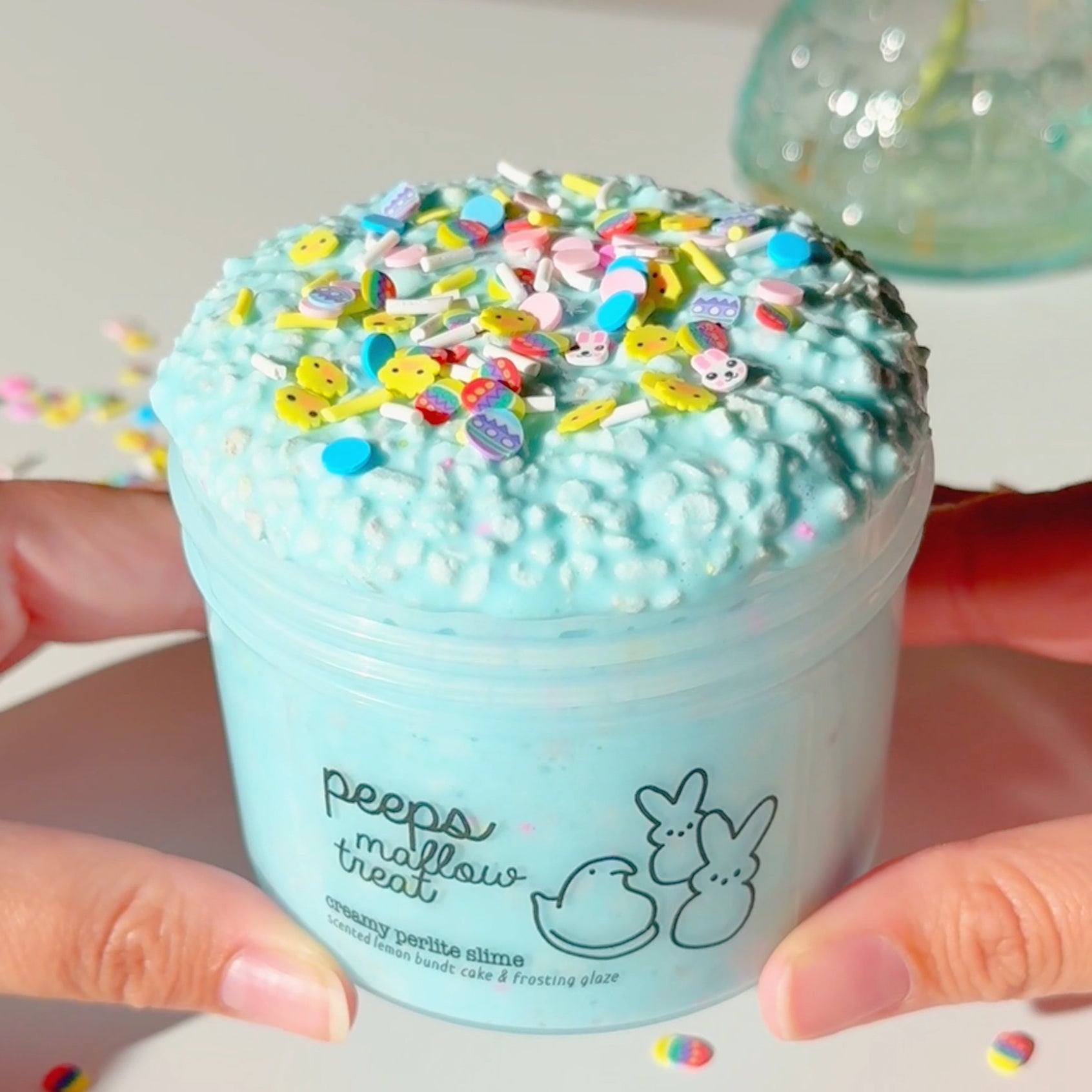 Peeps Mallow Treat Pastel Blue Creamy Perlite Slime Fantasies Shop 9oz Front View Straight