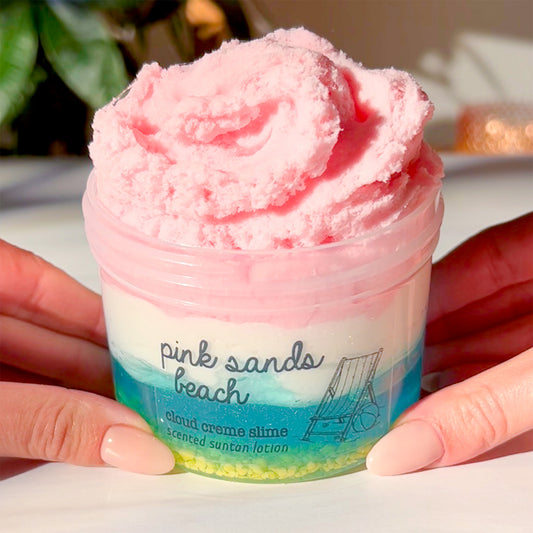 Pink Sands Beach Ocean Layered Cloud Creme Clear Slime Fantasies Shop 9oz Front View