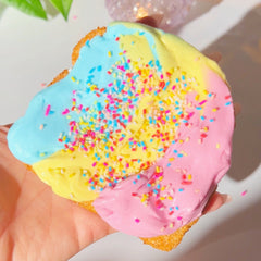 Rainbow Toast Blue Pink Yellow DIY Super Snow Fizz Snow Butter Slime Slime Fantasies Shop 9 oz Front View 3

