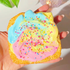 Rainbow Toast Blue Pink Yellow DIY Super Snow Fizz Snow Butter Slime Slime Fantasies Shop 9oz Front View5