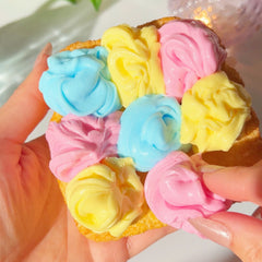Rainbow Toast Blue Pink Yellow DIY Super Snow Fizz Snow Butter Slime Slime Fantasies Shop Assembly Dollop