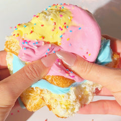 Rainbow Toast Blue Pink Yellow DIY Super Snow Fizz Snow Butter Slime Slime Fantasies Shop Squeeze