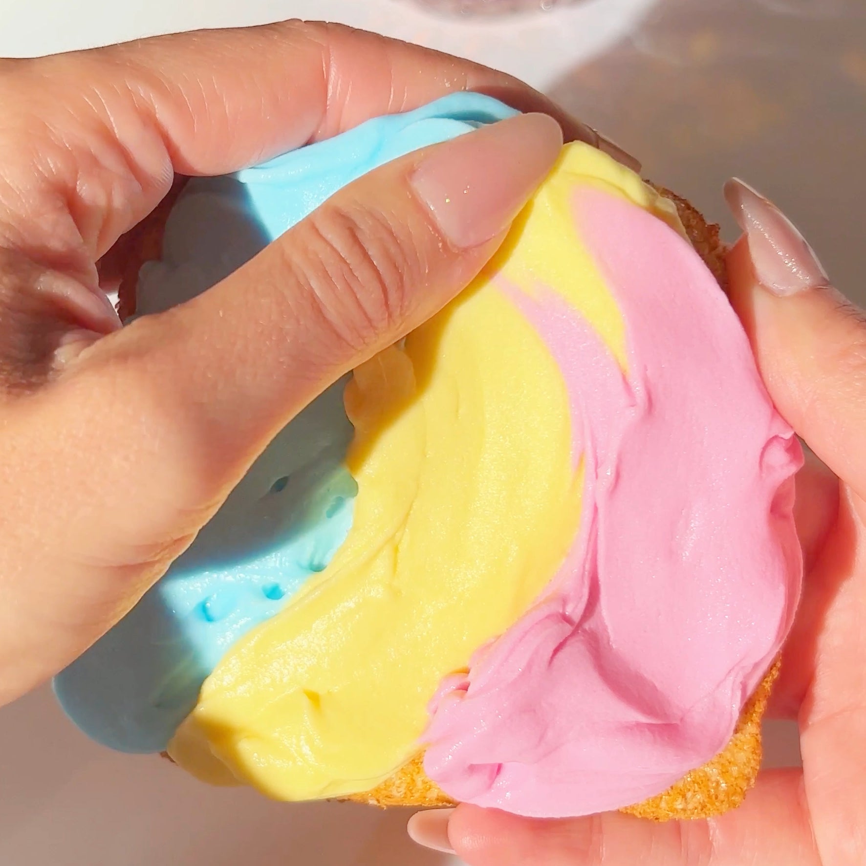 Rainbow Toast Blue Pink Yellow DIY Super Snow Fizz Snow Butter Slime Slime Fantasies Shop Swipe