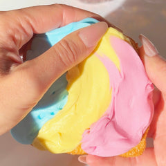 Rainbow Toast Blue Pink Yellow DIY Super Snow Fizz Snow Butter Slime Slime Fantasies Shop Swipe