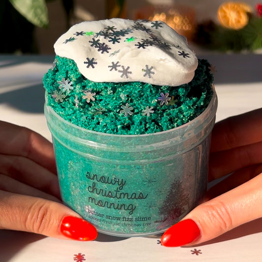 Snowy Christmas Morning Christmas Tree Winter Green Butter Snow Fizz Slime Fantasies Shop 9oz Front View