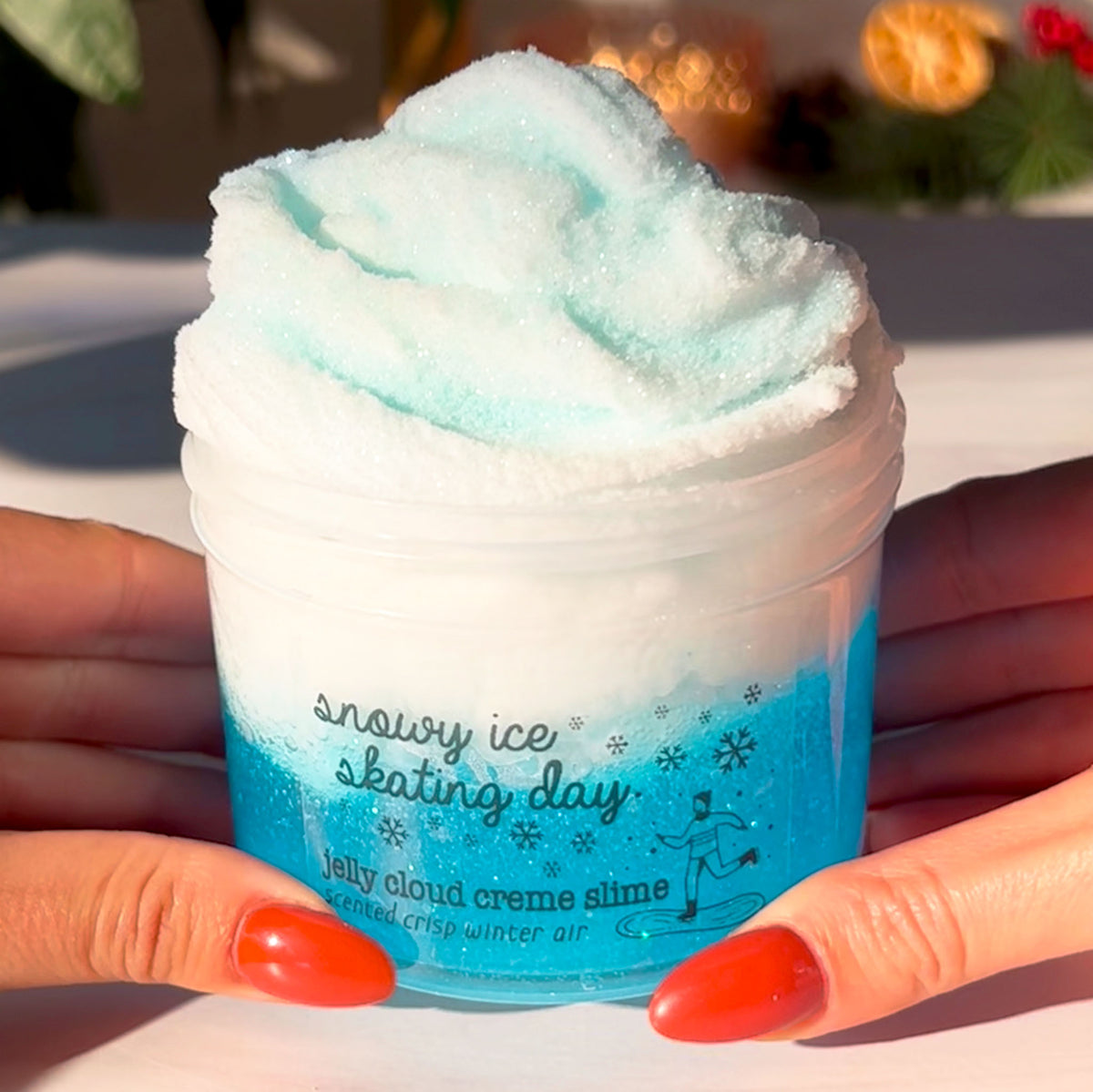 Snowy Ice Skating Day Winter Christmas Icy Blue Jelly Cloud Creme Slime Fantasies Shop 9oz Front View