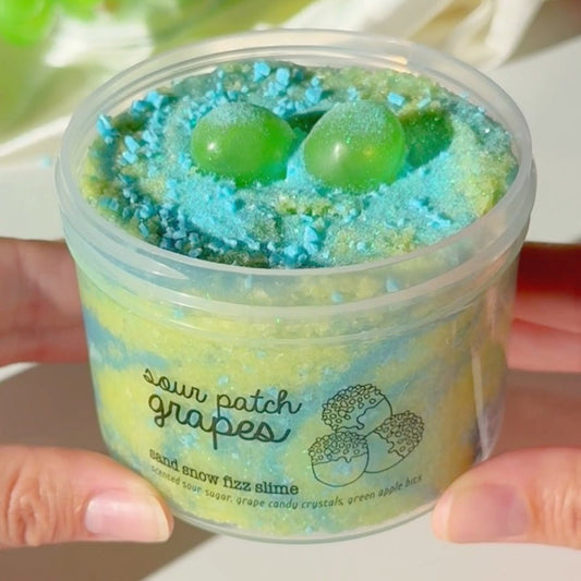 Sour Patch Grapes Blue Green Sand Fizz Slime Fantasies Shop 9oz Front View