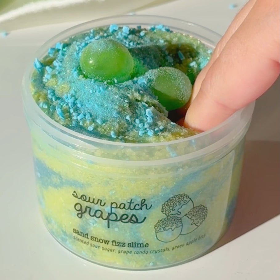 Sour Patch Grapes Blue Green Sand Fizz Slime Fantasies Shop 9oz Sink