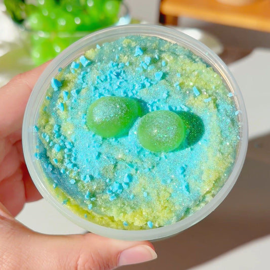 Sour Patch Grapes Blue Green Sand Fizz Slime Fantasies Shop 9oz Top View