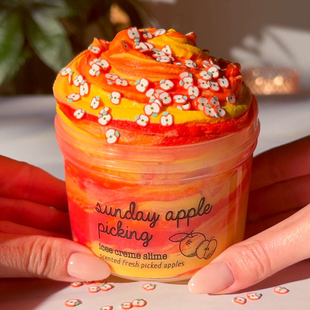 Sunday Apple Picking Fall Slime Apple Cinnamon Scented Slime Fantasies Shop 9oz New Front View 2
