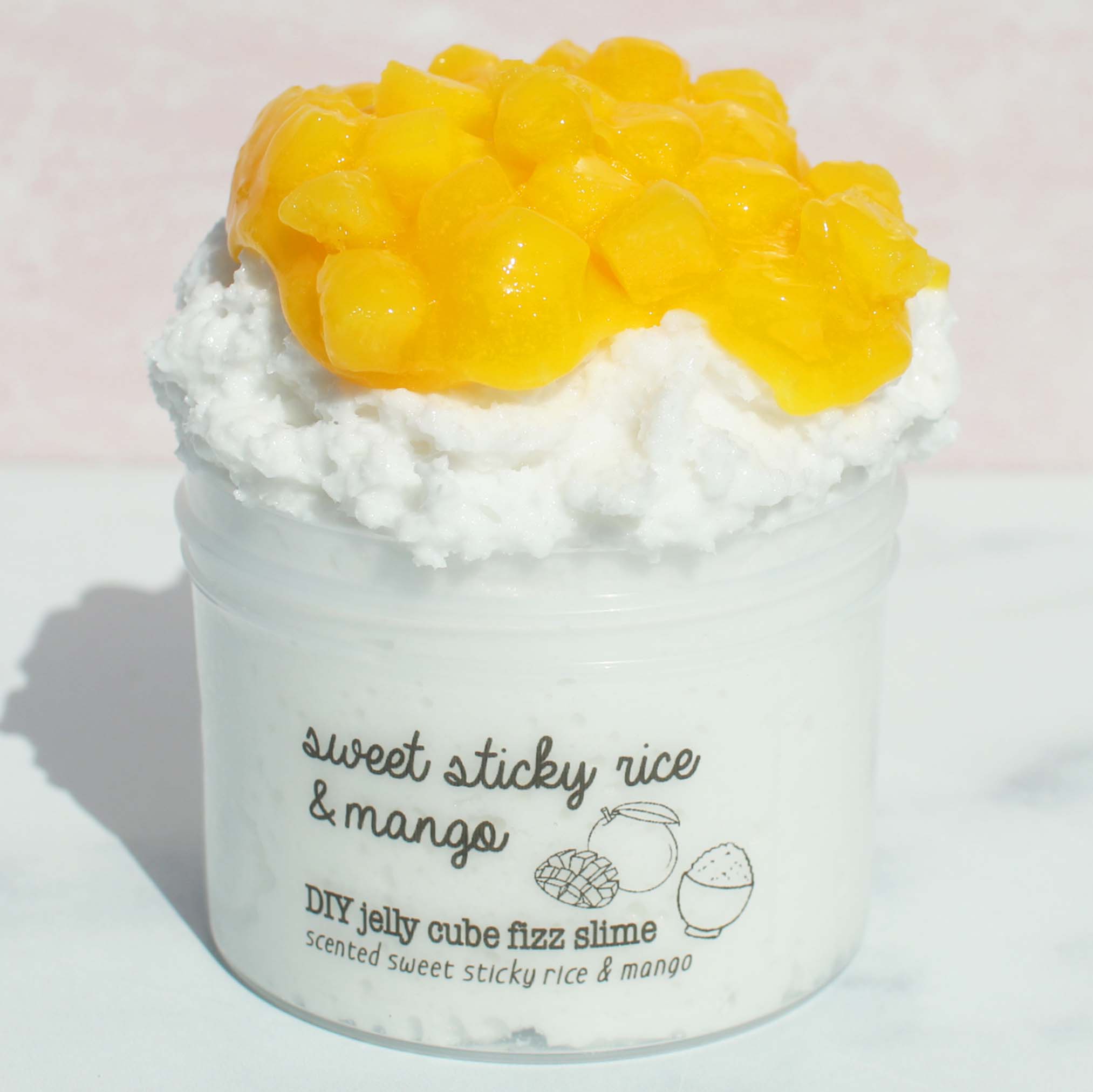 Sweet Sticky Rice Mango Snow Fizz Jelly Cube Crunchy DIY Slime Fantasies Shop 9oz Front View