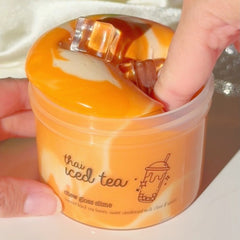 Thai Iced Tea Orange Chewy Thick and Glossy Slime Fantasies Shop 9oz Sink