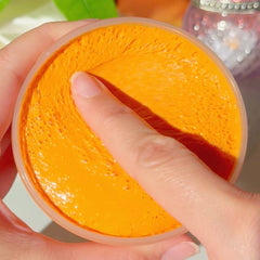 Thai Iced Tea Orange Chewy Thick and Glossy Slime Fantasies Shop 9oz Top View Bubbles