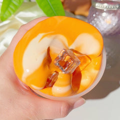 Thai Iced Tea Orange Chewy Thick and Glossy Slime Fantasies Shop 9oz Top View