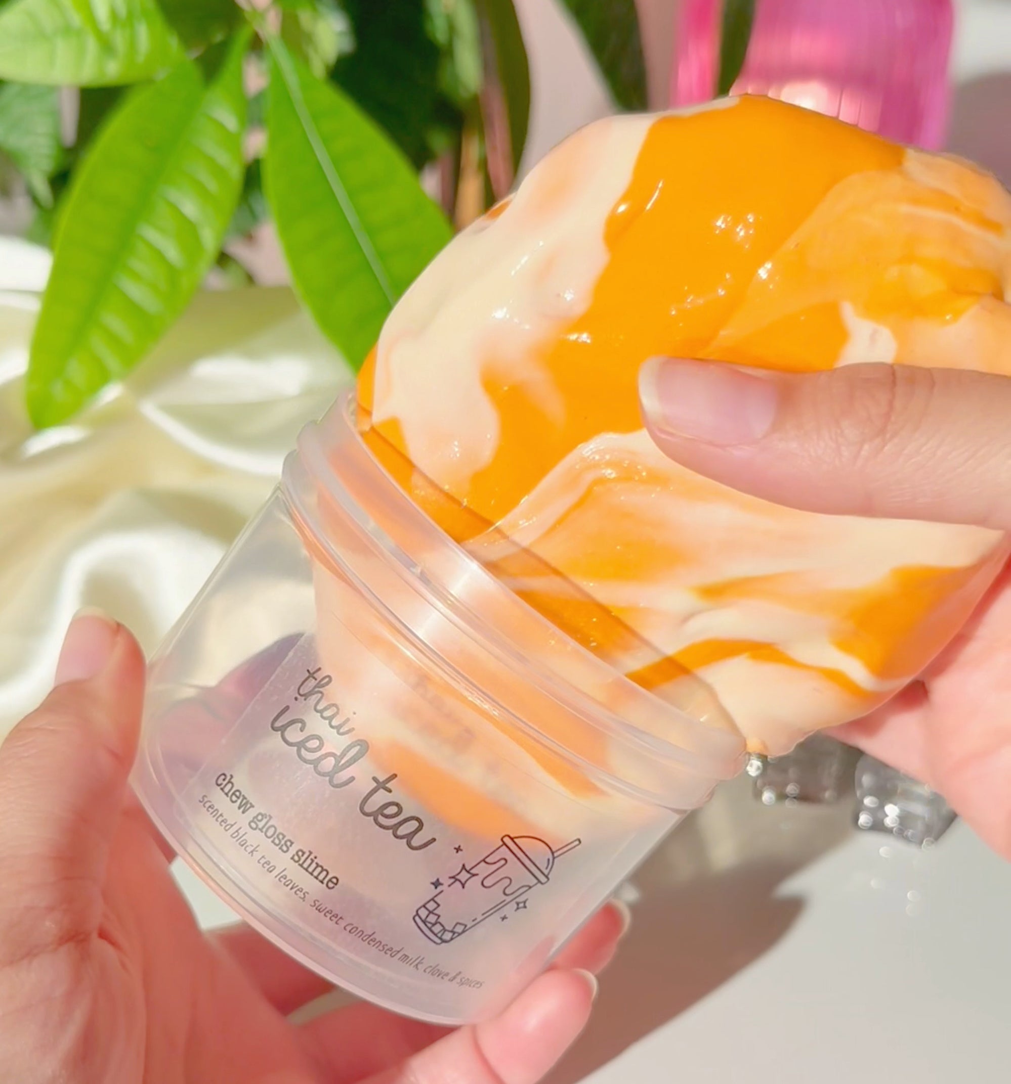 Thai Iced Tea Orange Chewy Thick and Glossy Slime Fantasies Shop Assembly Jaring