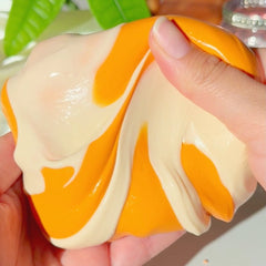Thai Iced Tea Orange Chewy Thick and Glossy Slime Fantasies Shop Assembly Condensed Milk Swirling