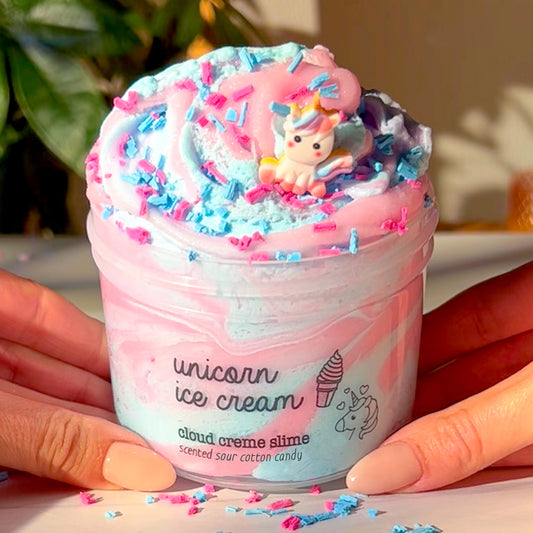 Unicorn Ice Cream Cloud Creme Pink Blue Swirl Slime Fantasies Shop 9oz Front View