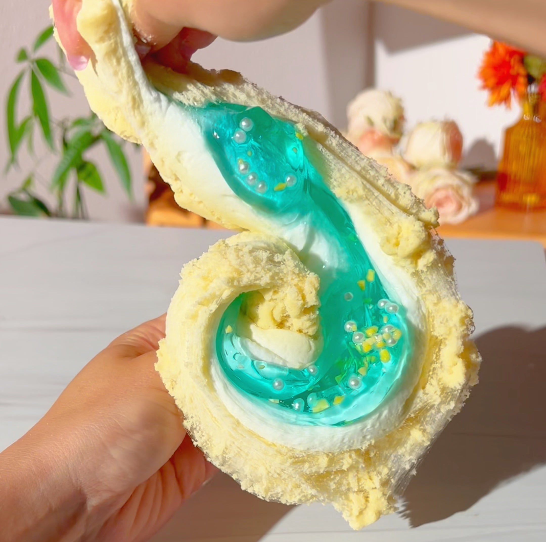 Waikiki Beach Ocean Layered Cloud Creme Clear Slime Fantasies Shop Swirl