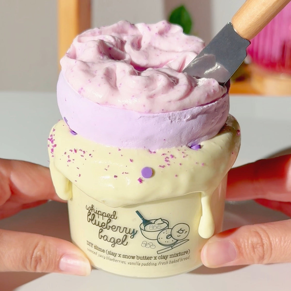 Whipped Blueberry Bagel Purple DIY Clay Butter Slime Fantasies Shop 9oz Front View