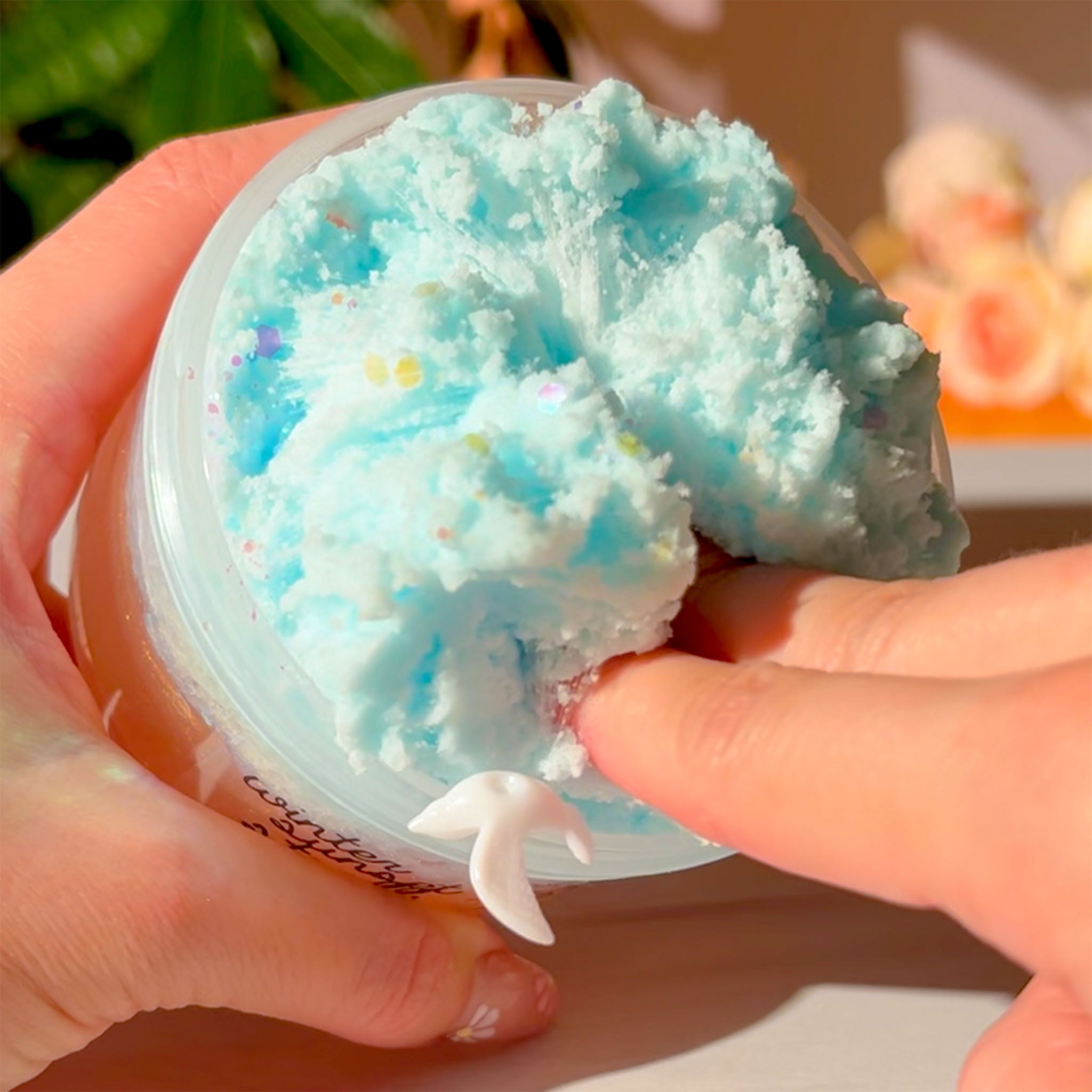 Winter Sunset Stroll Shimmer Gold Blue Cabin Snow Fizz Slime Fantasies Shop 9oz Push