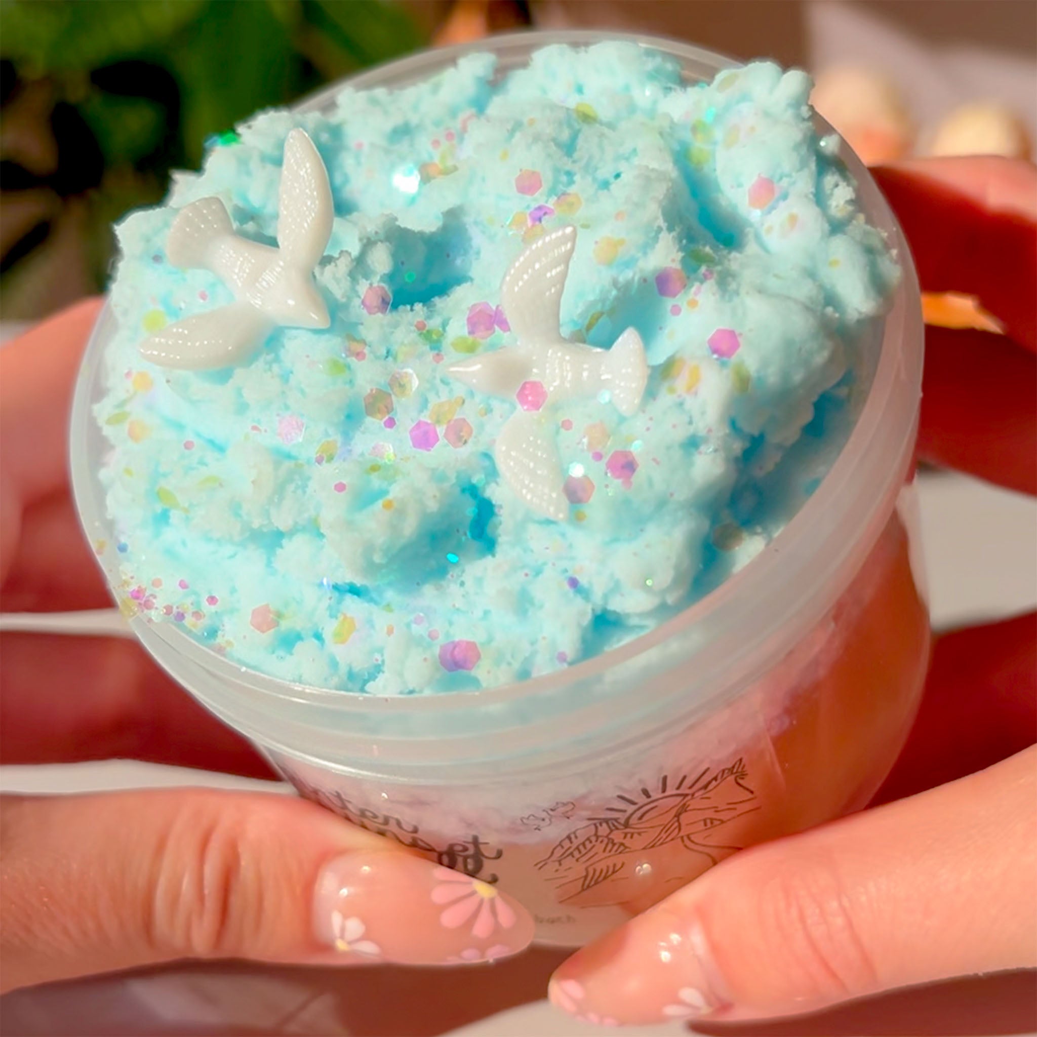 Winter Sunset Stroll Shimmer Gold Blue Cabin Snow Fizz Slime Fantasies Shop 9oz Top View