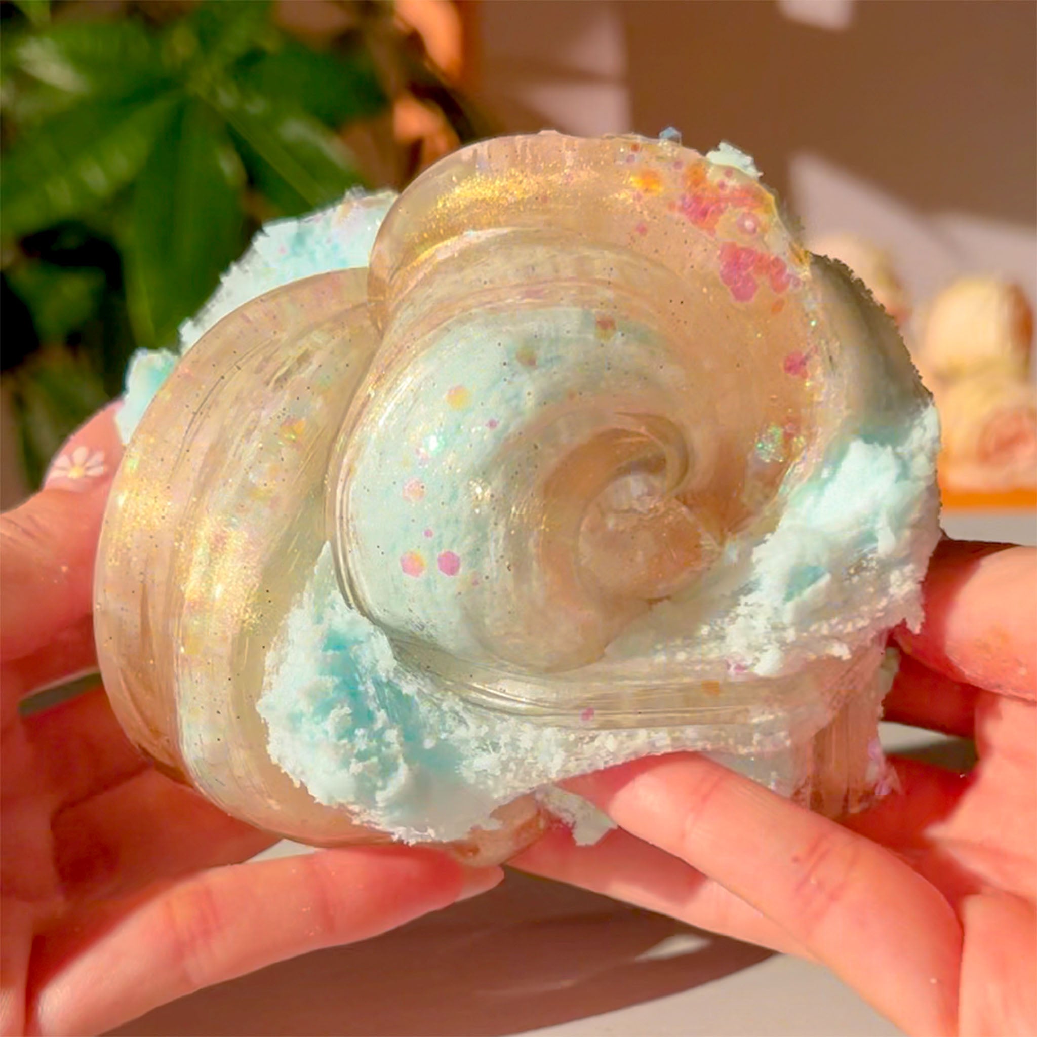 Winter Sunset Stroll Shimmer Gold Blue Cabin Snow Fizz Slime Fantasies Shop Swirl